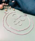Set of 6 silver plated anklet & adjustable toe ring