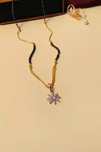 Latest gold plated american diamond mangalsutra