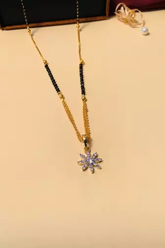 Latest gold plated american diamond mangalsutra