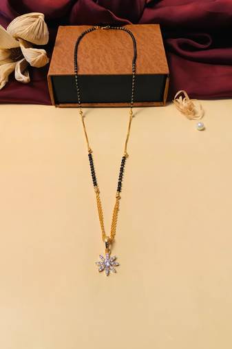 Latest gold plated american diamond mangalsutra