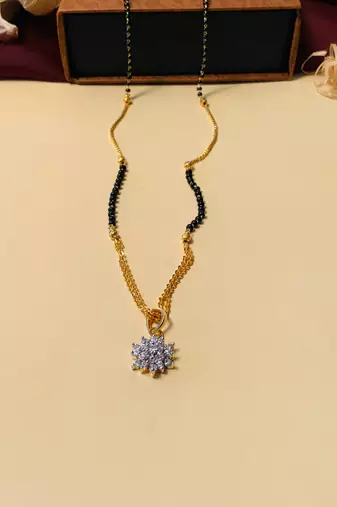 Latest gold plated american diamond mangalsutra