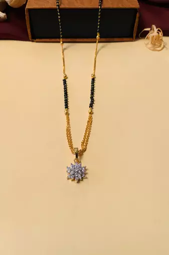 Latest gold plated american diamond mangalsutra