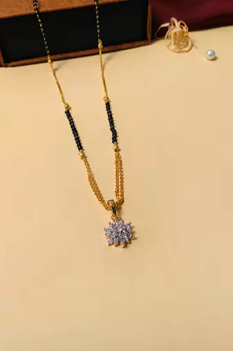 Latest gold plated american diamond mangalsutra