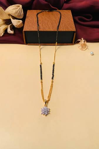 Latest gold plated american diamond mangalsutra