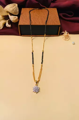 Latest gold plated american diamond mangalsutra