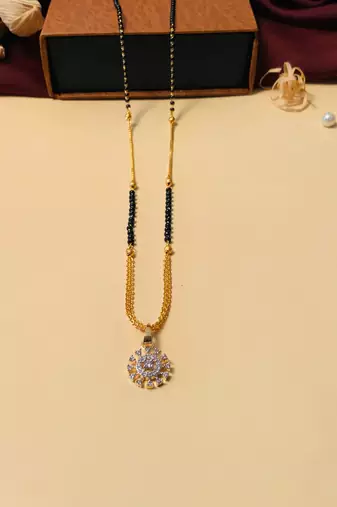 Latest gold plated american diamond mangalsutra