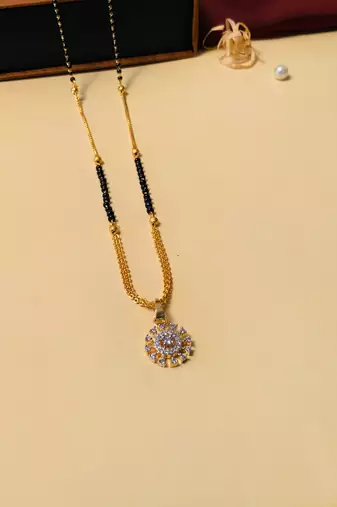 Latest gold plated american diamond mangalsutra