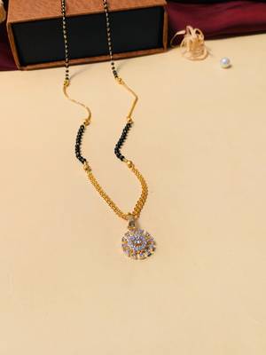 Latest gold plated american diamond mangalsutra 4