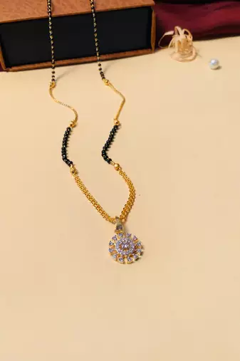 Latest gold plated american diamond mangalsutra