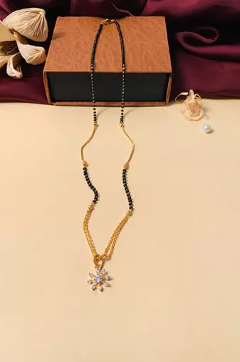Latest gold plated american diamond mangalsutra