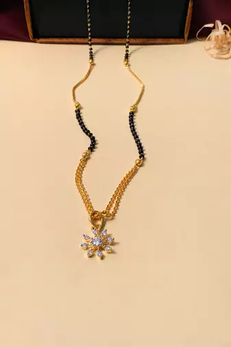 Latest gold plated american diamond mangalsutra