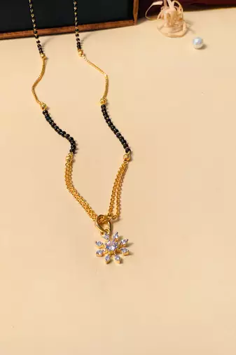 Latest gold plated american diamond mangalsutra