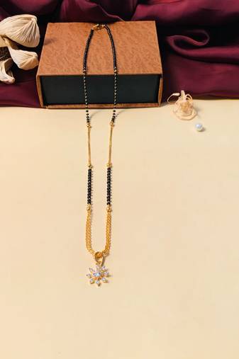 Latest gold plated american diamond mangalsutra