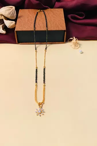 Latest gold plated american diamond mangalsutra