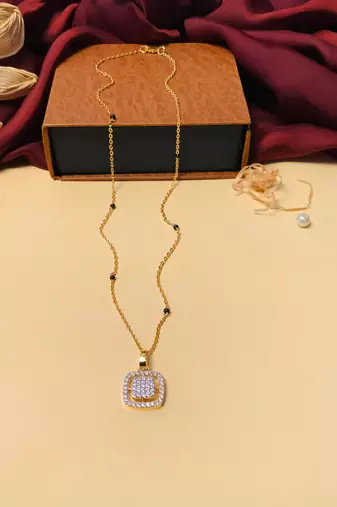 Latest gold plated american diamond mangalsutra