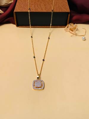 Latest gold plated american diamond mangalsutra 4