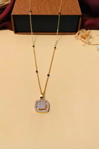 Latest gold plated american diamond mangalsutra