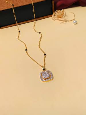 Latest gold plated american diamond mangalsutra 5