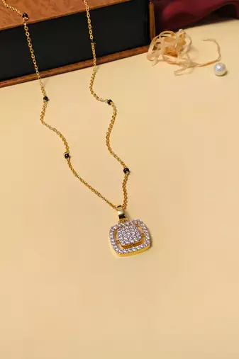 Latest gold plated american diamond mangalsutra