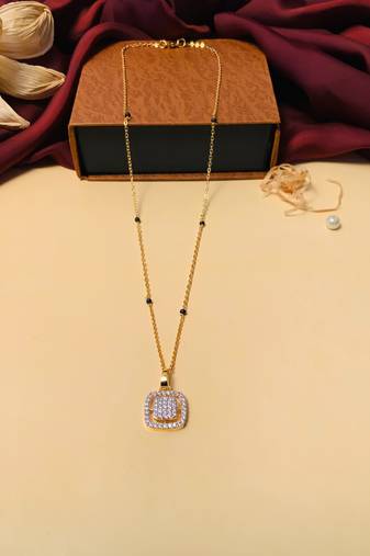 Latest gold plated american diamond mangalsutra
