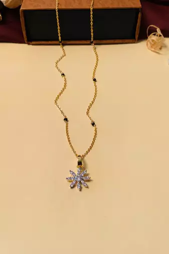 Latest gold plated american diamond mangalsutra