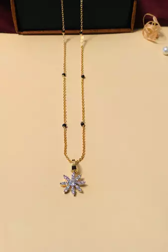 Latest gold plated american diamond mangalsutra
