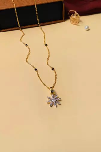 Latest gold plated american diamond mangalsutra