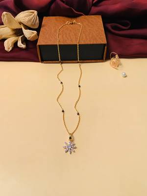 Latest gold plated american diamond mangalsutra 1