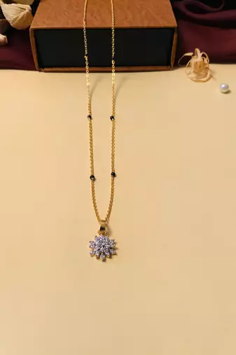Latest gold plated american diamond mangalsutra