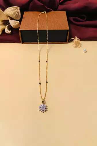 Latest gold plated american diamond mangalsutra