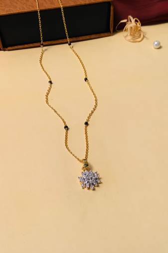 Latest gold plated american diamond mangalsutra