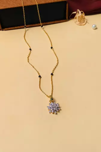 Latest gold plated american diamond mangalsutra
