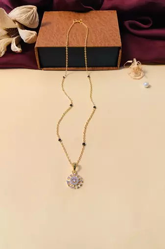 Latest gold plated american diamond mangalsutra