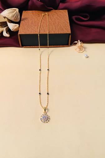 Latest gold plated american diamond mangalsutra