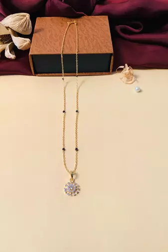 Latest gold plated american diamond mangalsutra