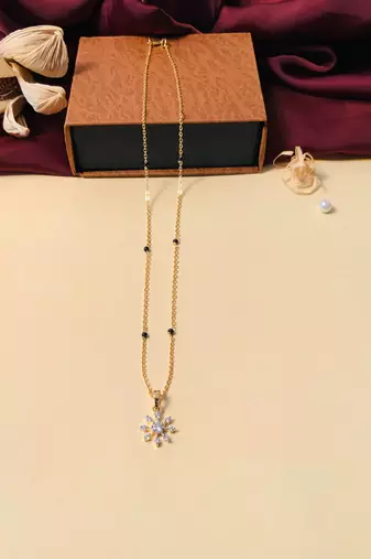 Latest gold plated american diamond mangalsutra