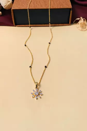 Latest gold plated american diamond mangalsutra