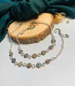 Set of 2 silver-plated & beaded anklet