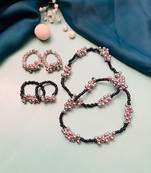 Set of 6 silver plated anklet & adjustable toe ring