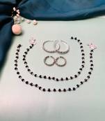 Set of 6 silver plated anklet & adjustable toe ring