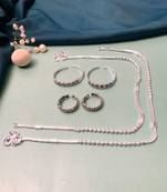 Set of 6 silver plated anklet & adjustable toe ring