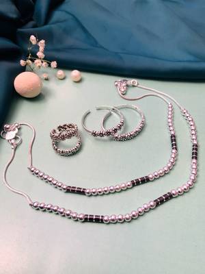 Set of 6 silver plated anklet & adjustable toe ring 1