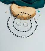 Set of 2 silver-plated bedded anklet & adjustable toe-ring