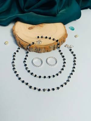 Set of 2 silver-plated bedded anklet & adjustable toe-ring 3