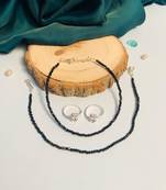 Set of 2 silver-plated bedded anklet & adjustable toe-ring