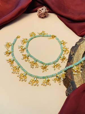 Set of 2 gold-plated bedded anklet 1