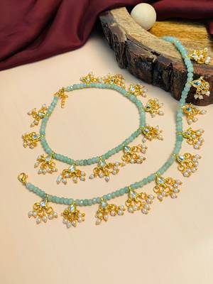 Set of 2 gold-plated bedded anklet 2