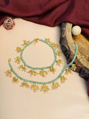 Set of 2 gold-plated bedded anklet 3