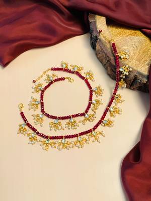 Set of 2 gold-plated bedded anklet 1