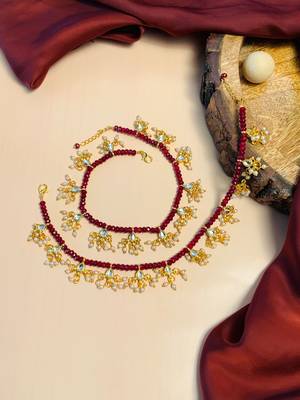 Set of 2 gold-plated bedded anklet 2